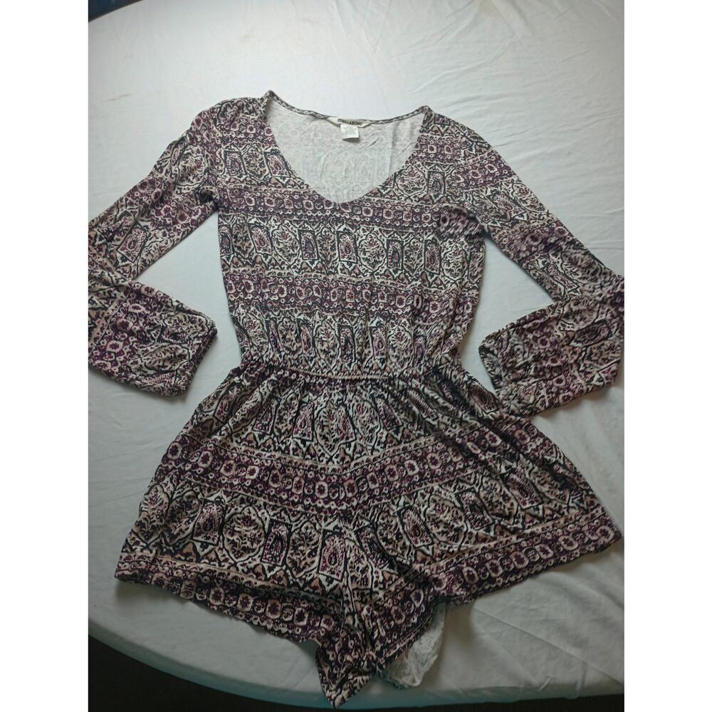 Billabong Women's‎ Small Long sleeve Romper Brown Paisley Size Small